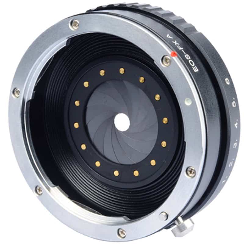 Objektivadapter für Canon EF an Fujifilm X-Mount mit Abblendfunktion.